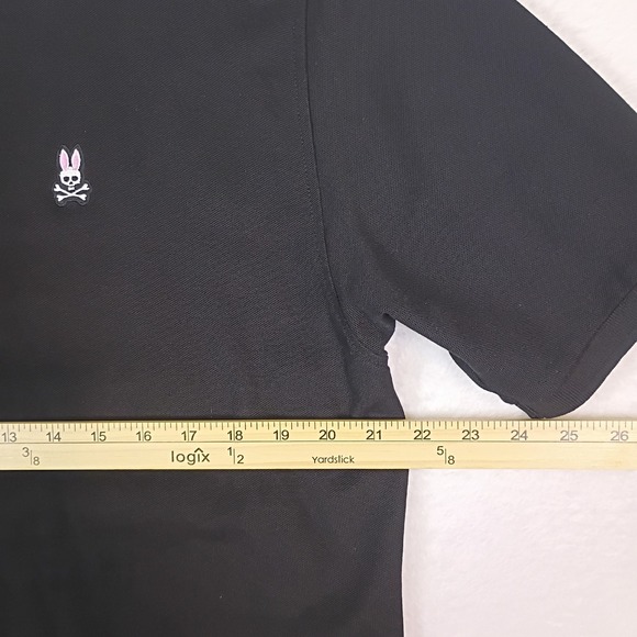 Psycho Bunny Mens Black Short Sleeve Polo Shirt Bunny Logo Size 8 Pima 2XL - Picture 5 of 12